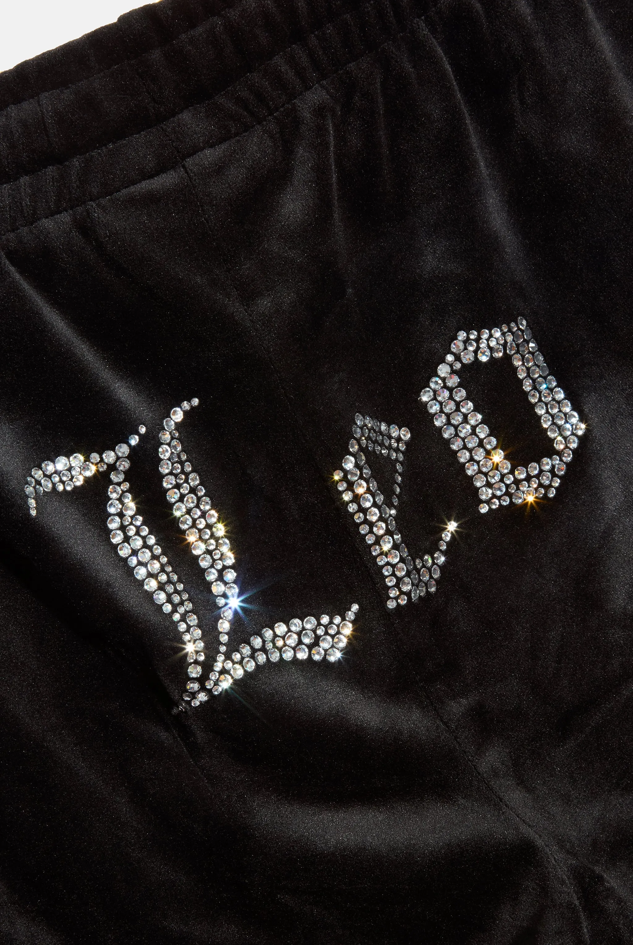 'LEO' BLACK VELOUR DIAMANTÉ TRACKSUIT BOTTOM