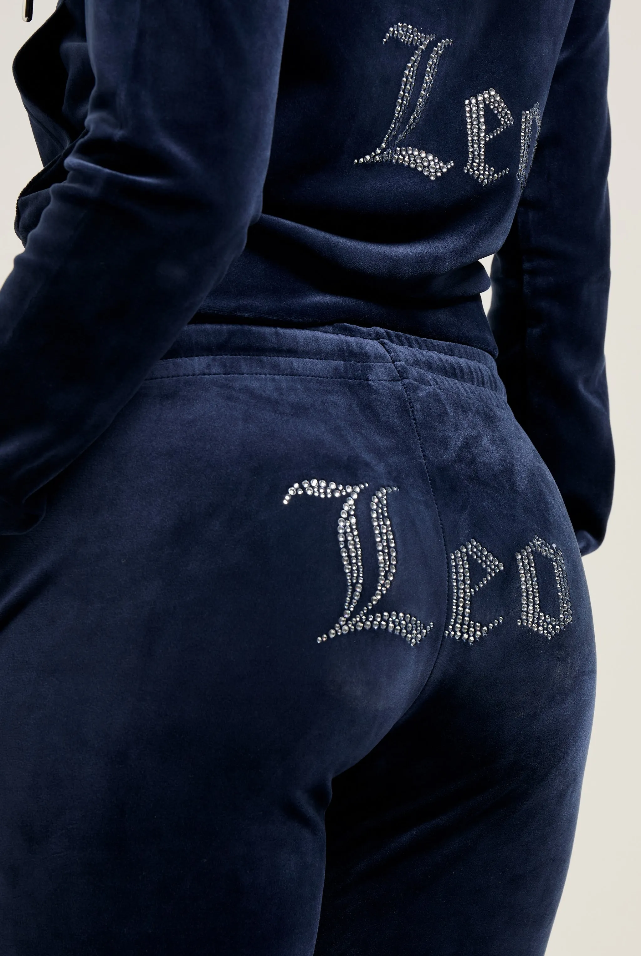 'LEO' NIGHT SKY VELOUR DIAMANTÉ TRACKSUIT BOTTOM