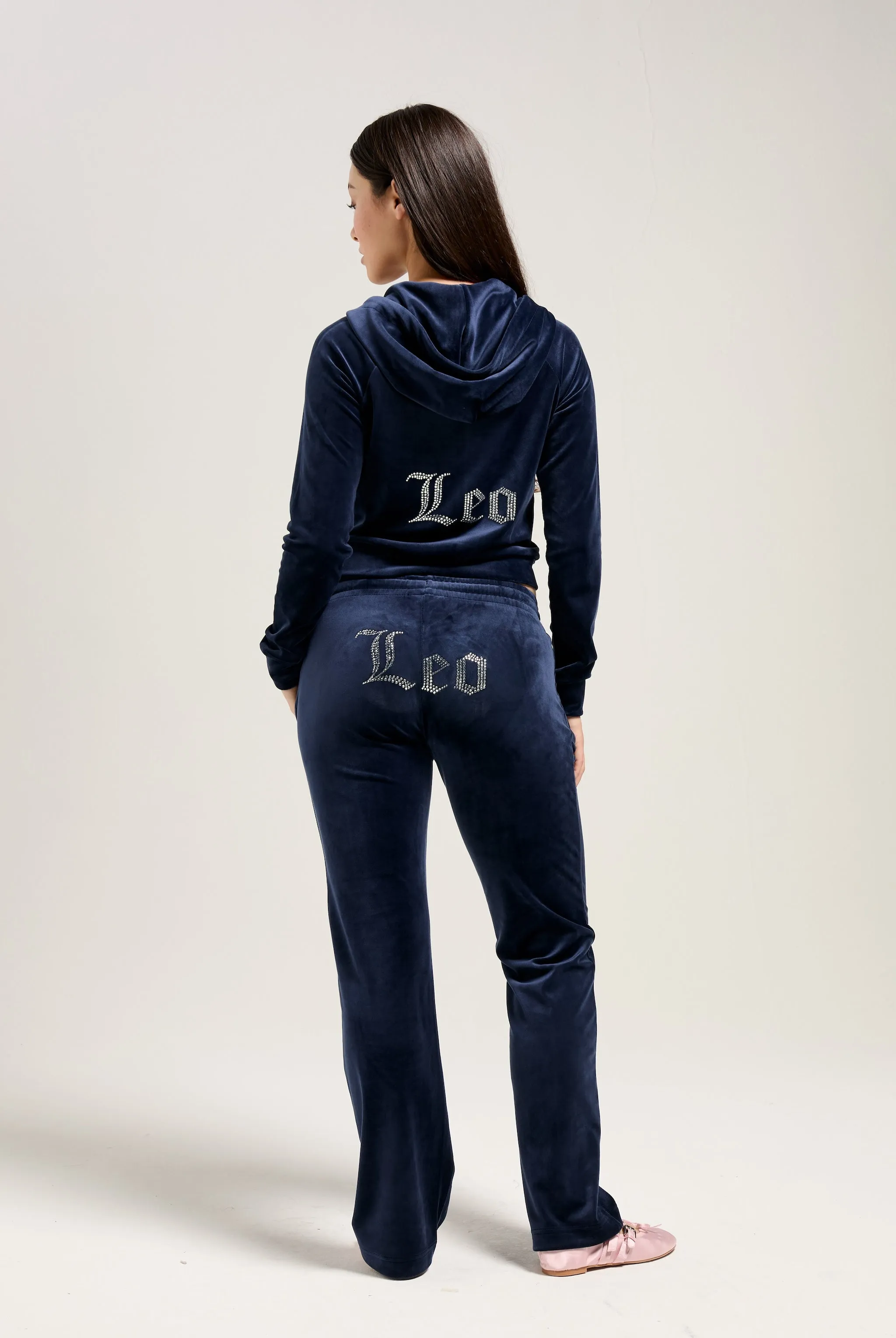 'LEO' NIGHT SKY VELOUR DIAMANTÉ TRACKSUIT BOTTOM