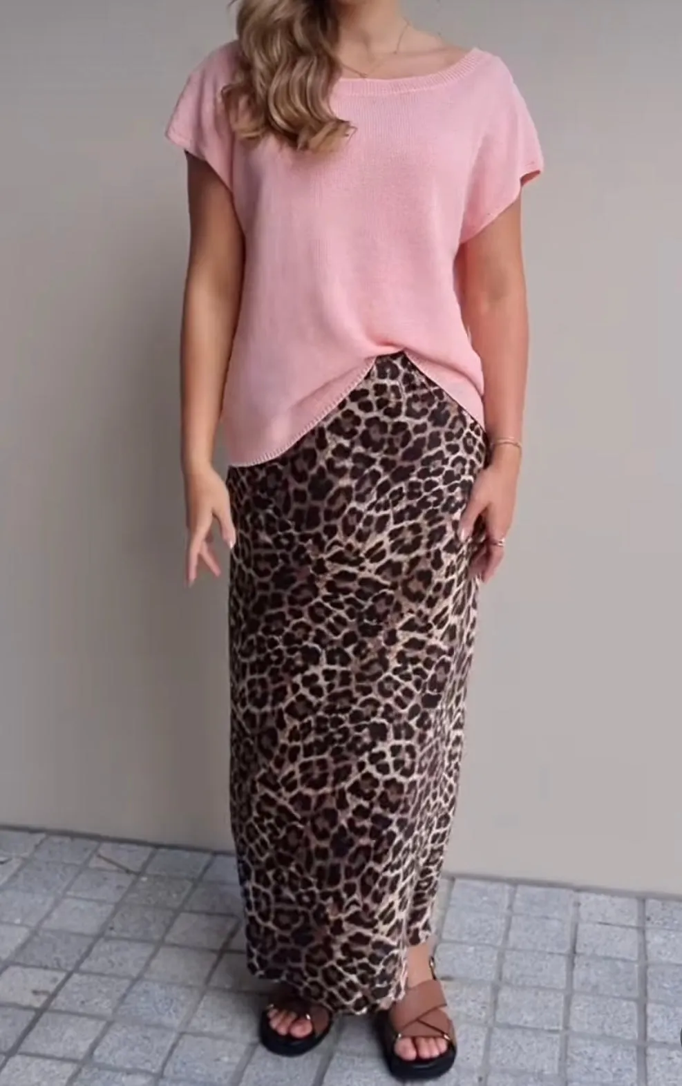 Leopard Print Satin Maxi Skirt