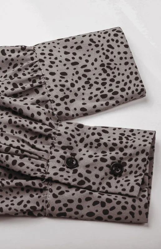 Leopard Print Shirt Dress with Belted Waist and Pleated Skirt