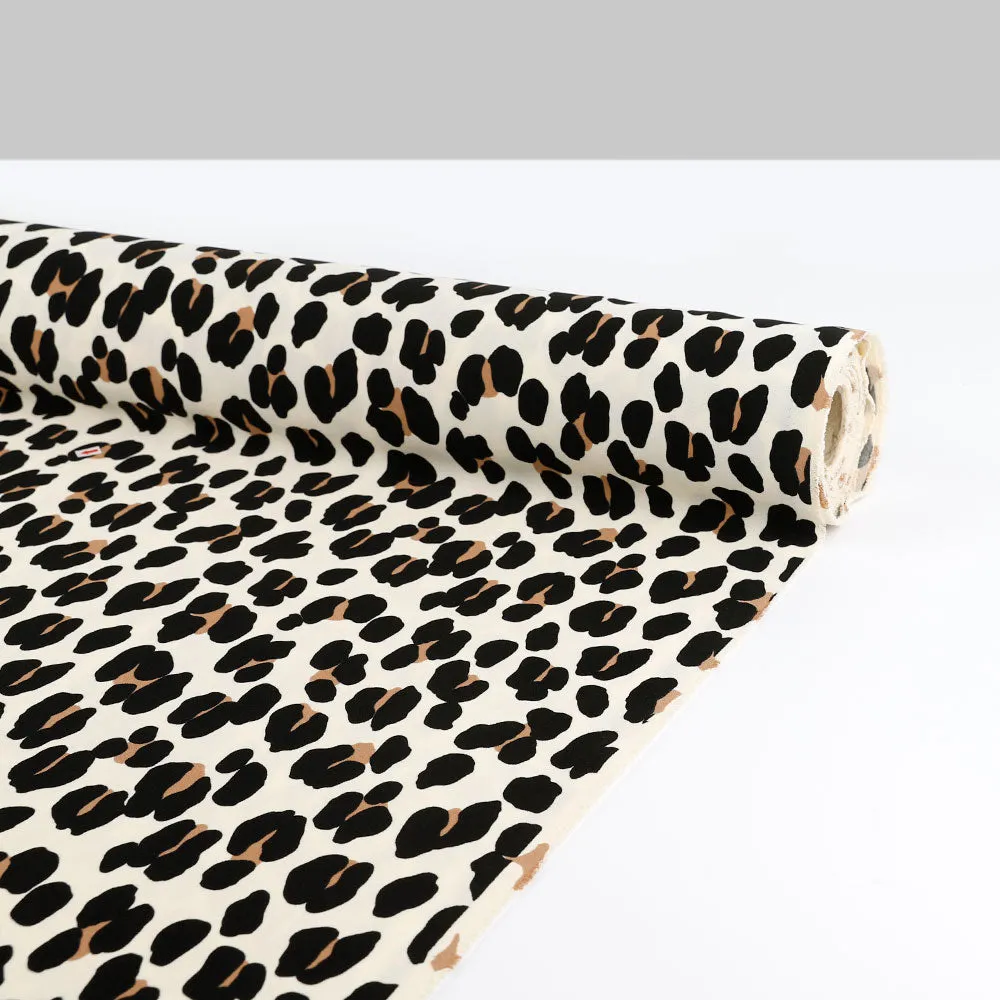 Leopard Satin Backed Poly Crepe - Cream
