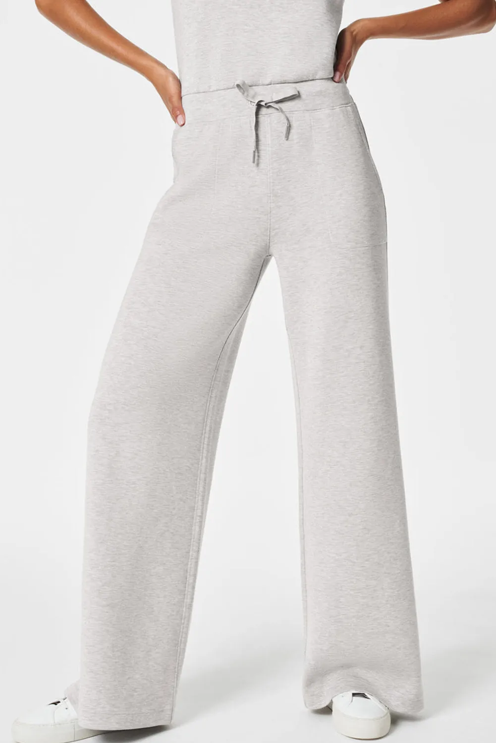 Light Grey Solid Color Crew Neck Drawstring High Waist Sleeveless Jumpsuit
