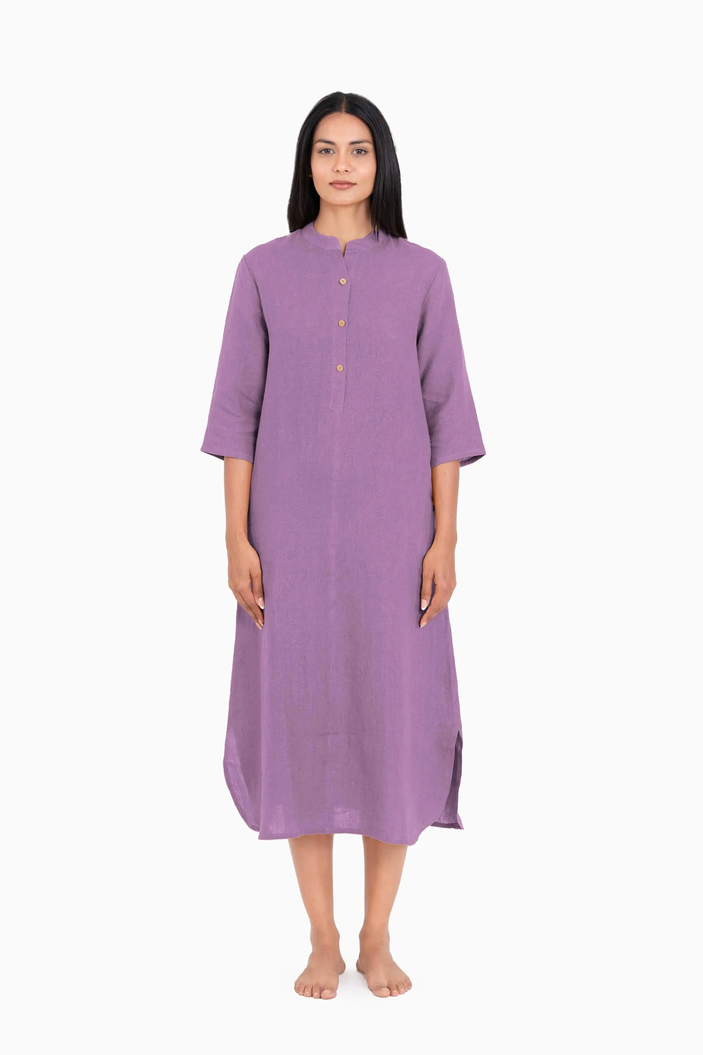 Linen Idris Shirt Dress-Midnight Green