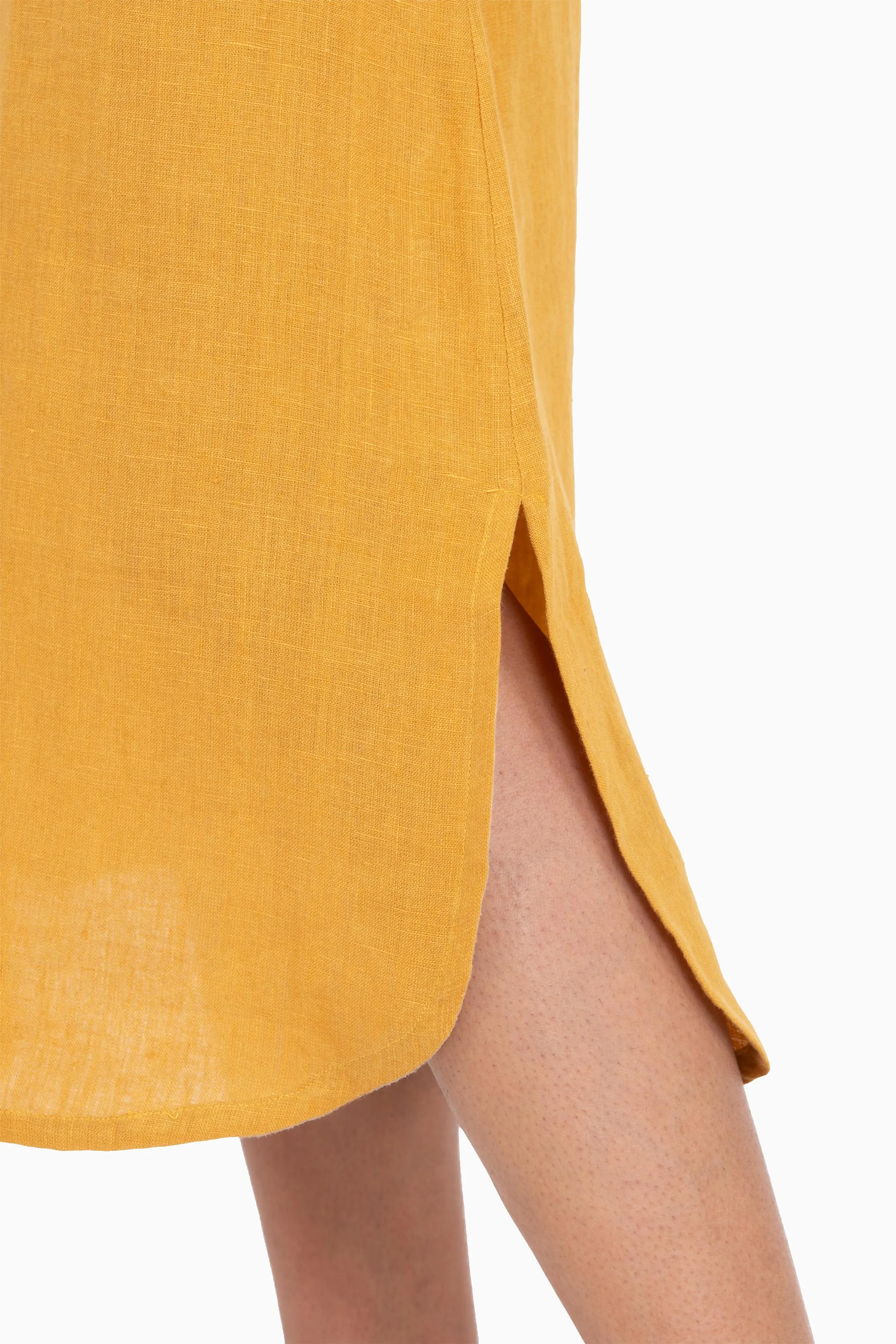 Linen Idris Shirt Dress-Midnight Green