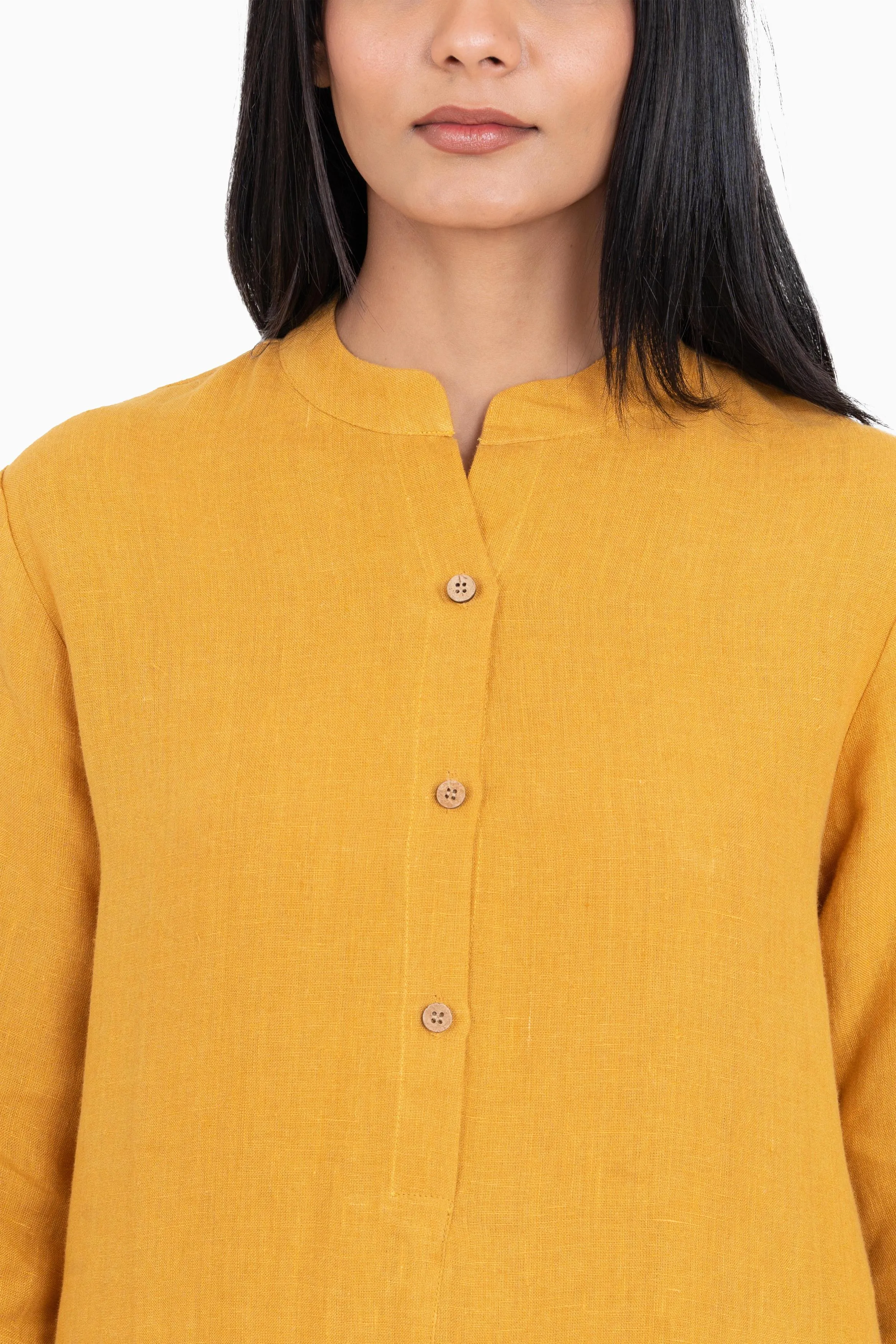 Linen Idris Shirt Dress-Midnight Green