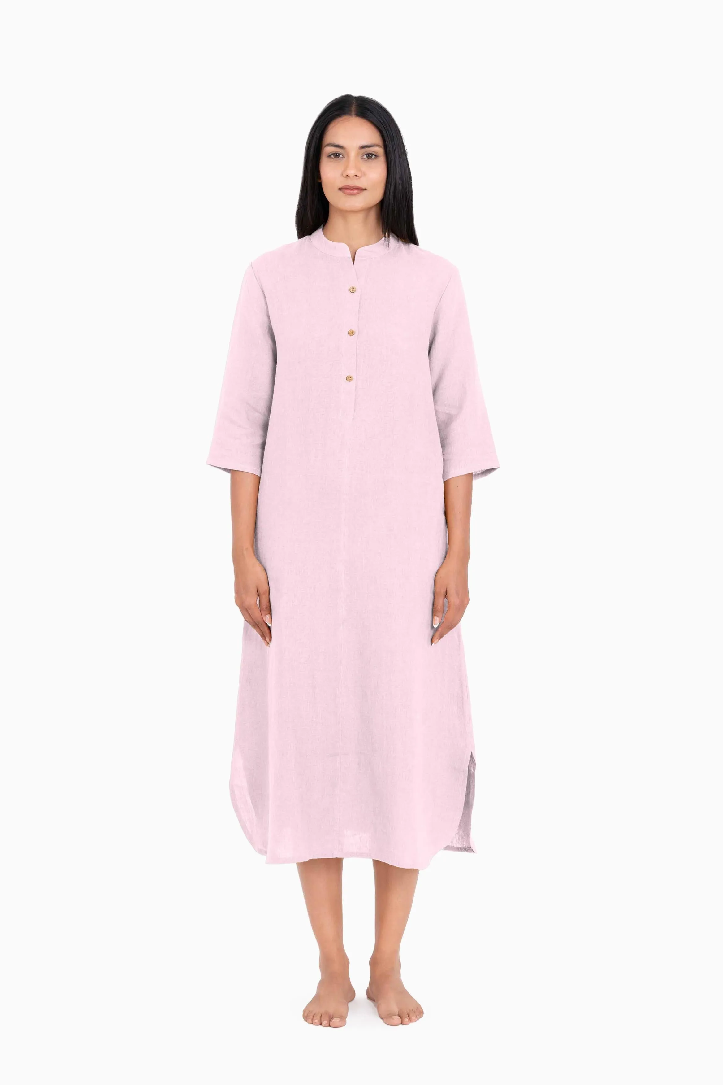 Linen Idris Shirt Dress-Midnight Green