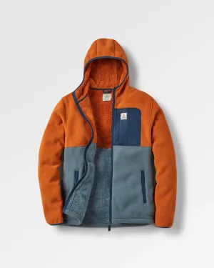 Loch Hooded Recycled Polar Fleece - Sunset Orange/Storm Grey