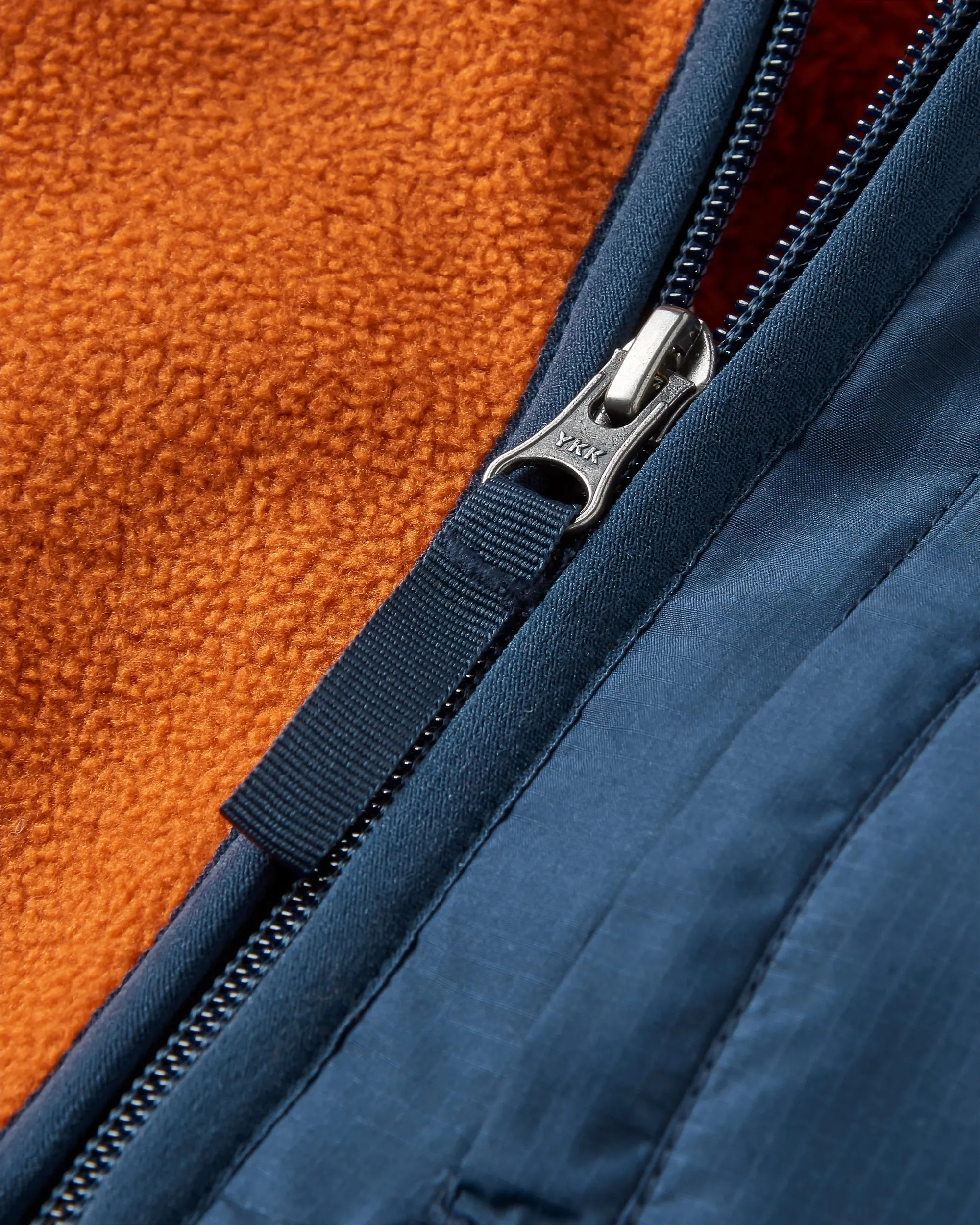 Loch Hooded Recycled Polar Fleece - Sunset Orange/Storm Grey