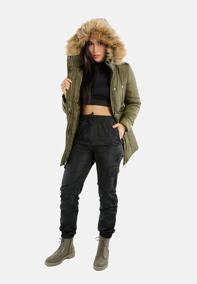 Long Puffer Jacket Hoodie