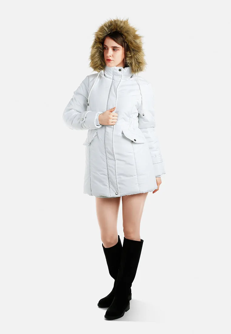 Long Puffer Jacket Hoodie