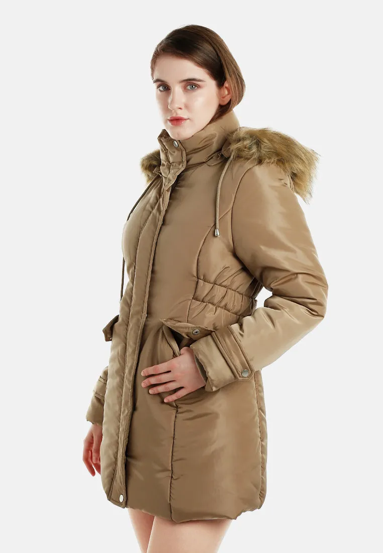Long Puffer Jacket Hoodie