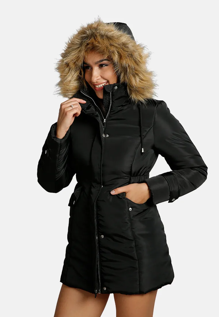 Long Puffer Jacket Hoodie