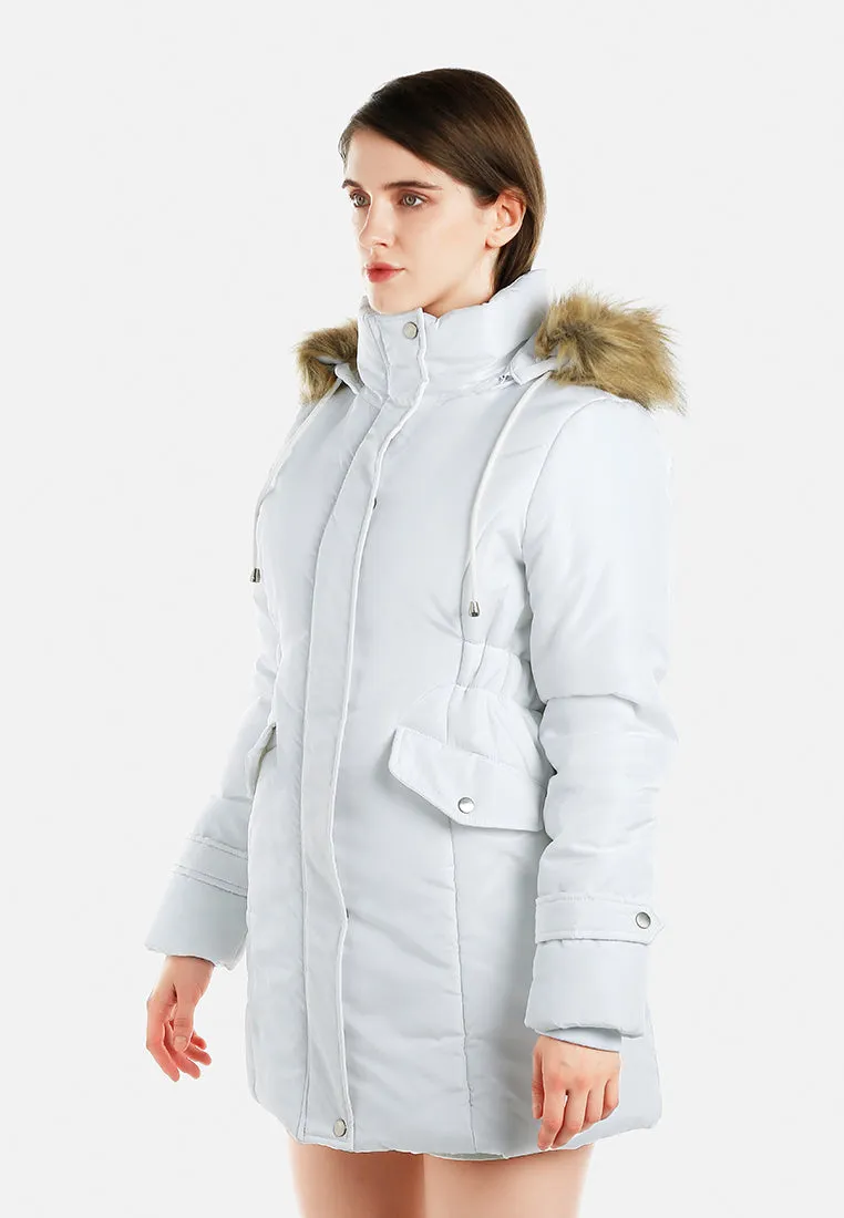 Long Puffer Jacket Hoodie