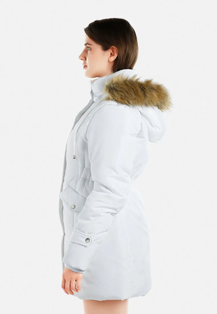 Long Puffer Jacket Hoodie