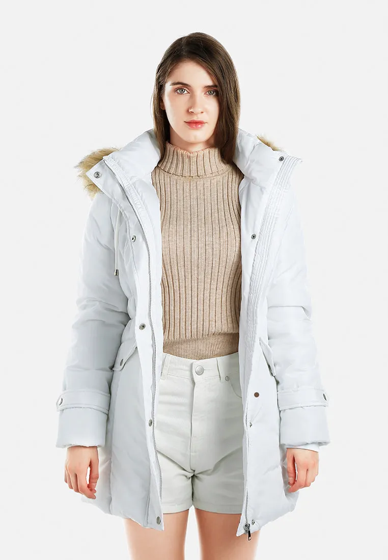 Long Puffer Jacket Hoodie