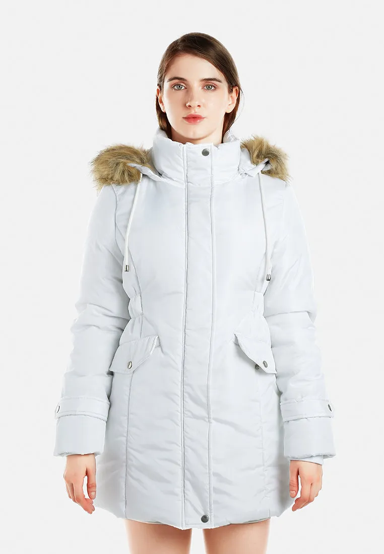 Long Puffer Jacket Hoodie