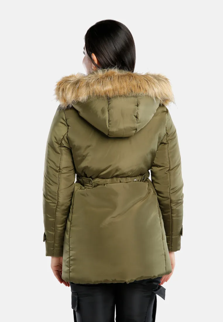 Long Puffer Jacket Hoodie
