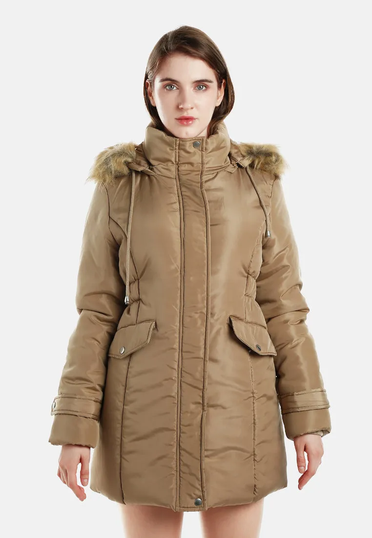 Long Puffer Jacket Hoodie