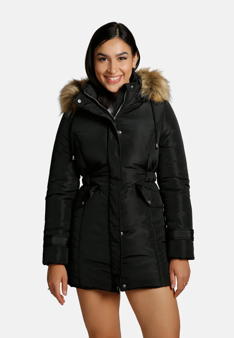 Long Puffer Jacket Hoodie