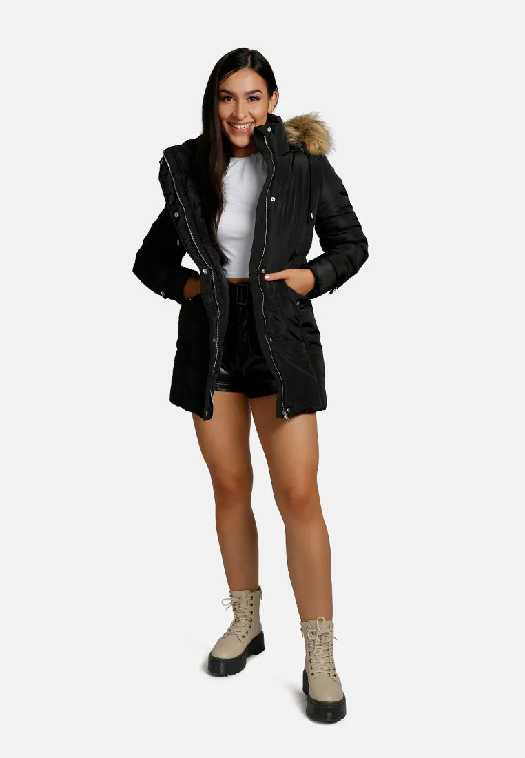 Long Puffer Jacket Hoodie