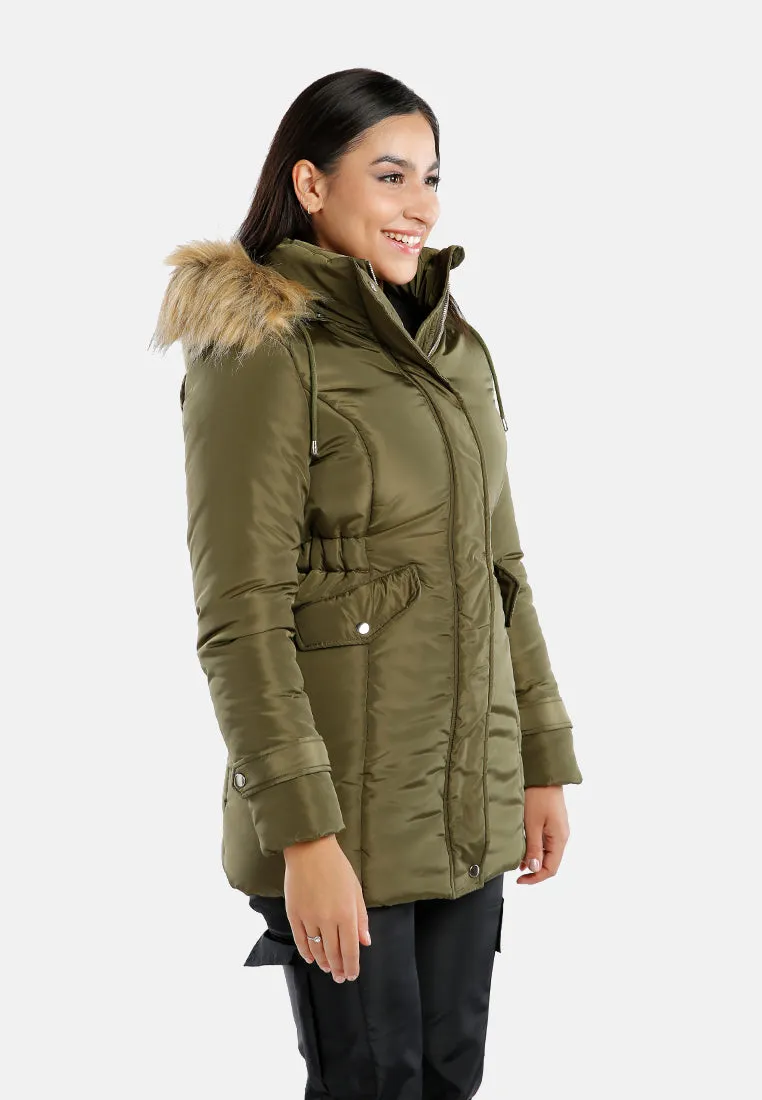 Long Puffer Jacket Hoodie