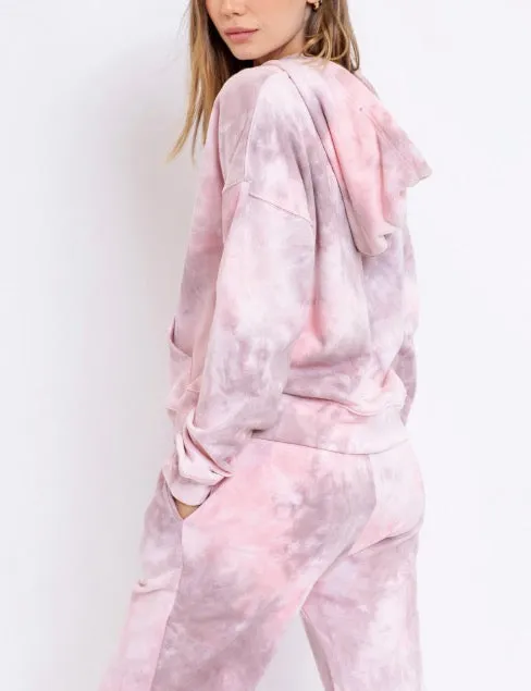 Long Sleeve Tie Dye Hooded Sweatshirt