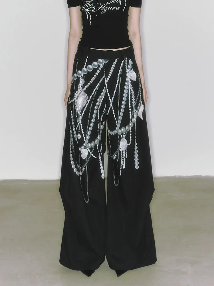 Loose Printed Wide Leg Pants