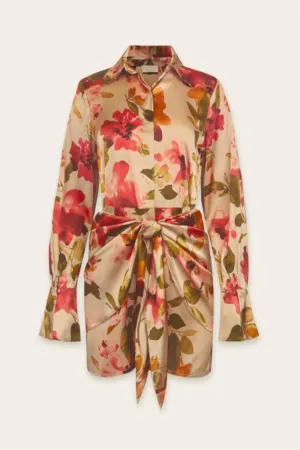 L/S Tie Waist Button Dress