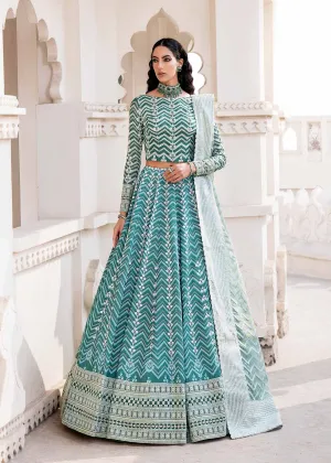 Luxury Teal Green Pakistani Wedding Dress in Lehenga Choli Style