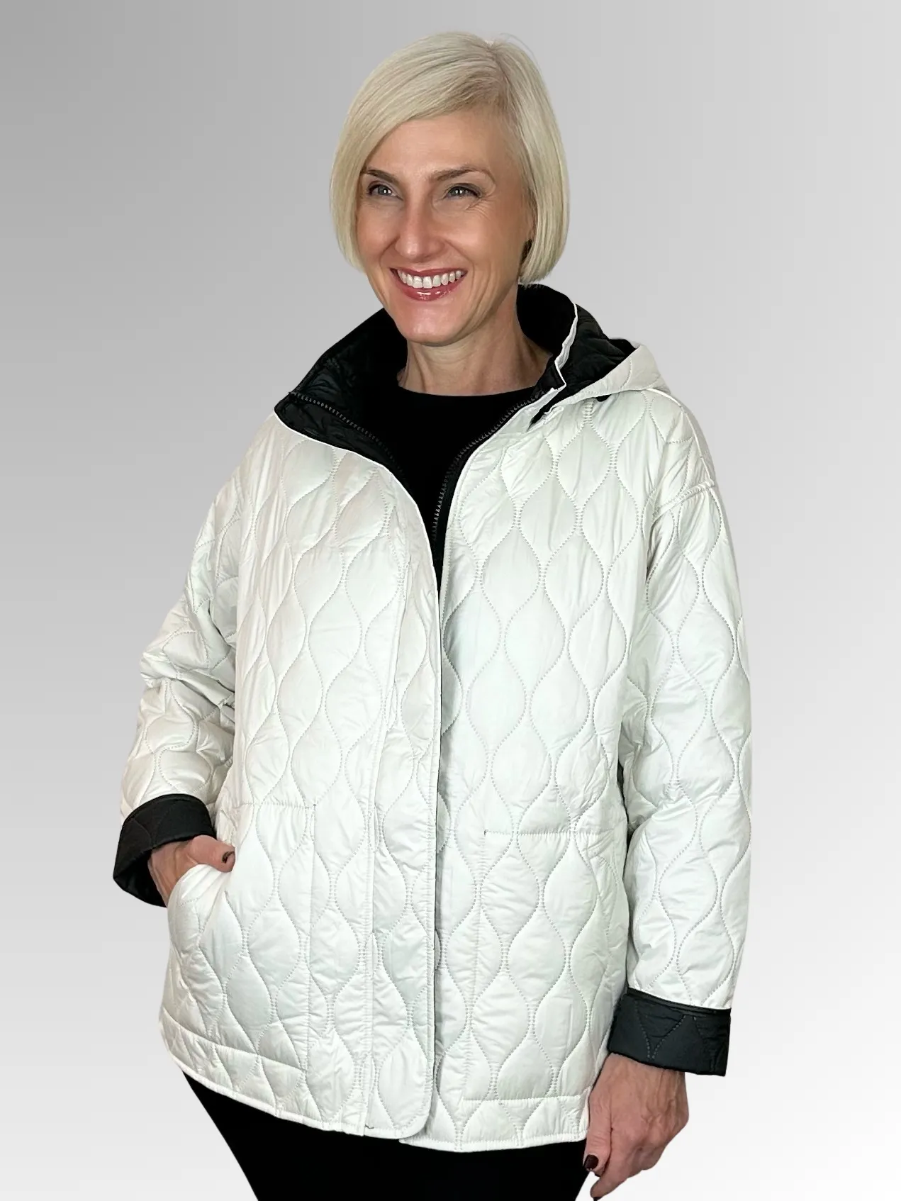 Maglia ~ Parchment/Black Reversible Puffer Jacket (61516)