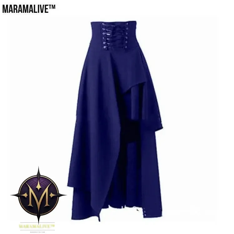 Maramalive™ Gothic Lace Fastening High Waist Irregular Length Skirt.