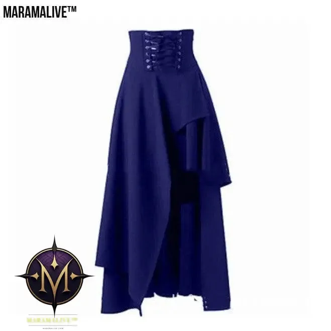 Maramalive™ Gothic Lace Fastening High Waist Irregular Length Skirt.