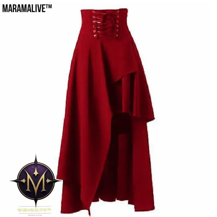 Maramalive™ Gothic Lace Fastening High Waist Irregular Length Skirt.