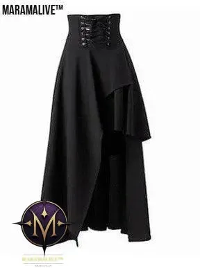 Maramalive™ Gothic Lace Fastening High Waist Irregular Length Skirt.