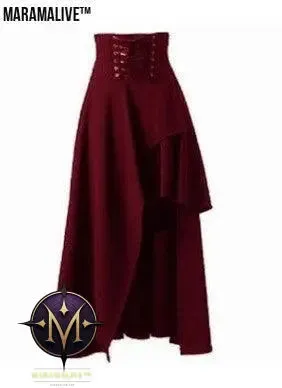 Maramalive™ Gothic Lace Fastening High Waist Irregular Length Skirt.