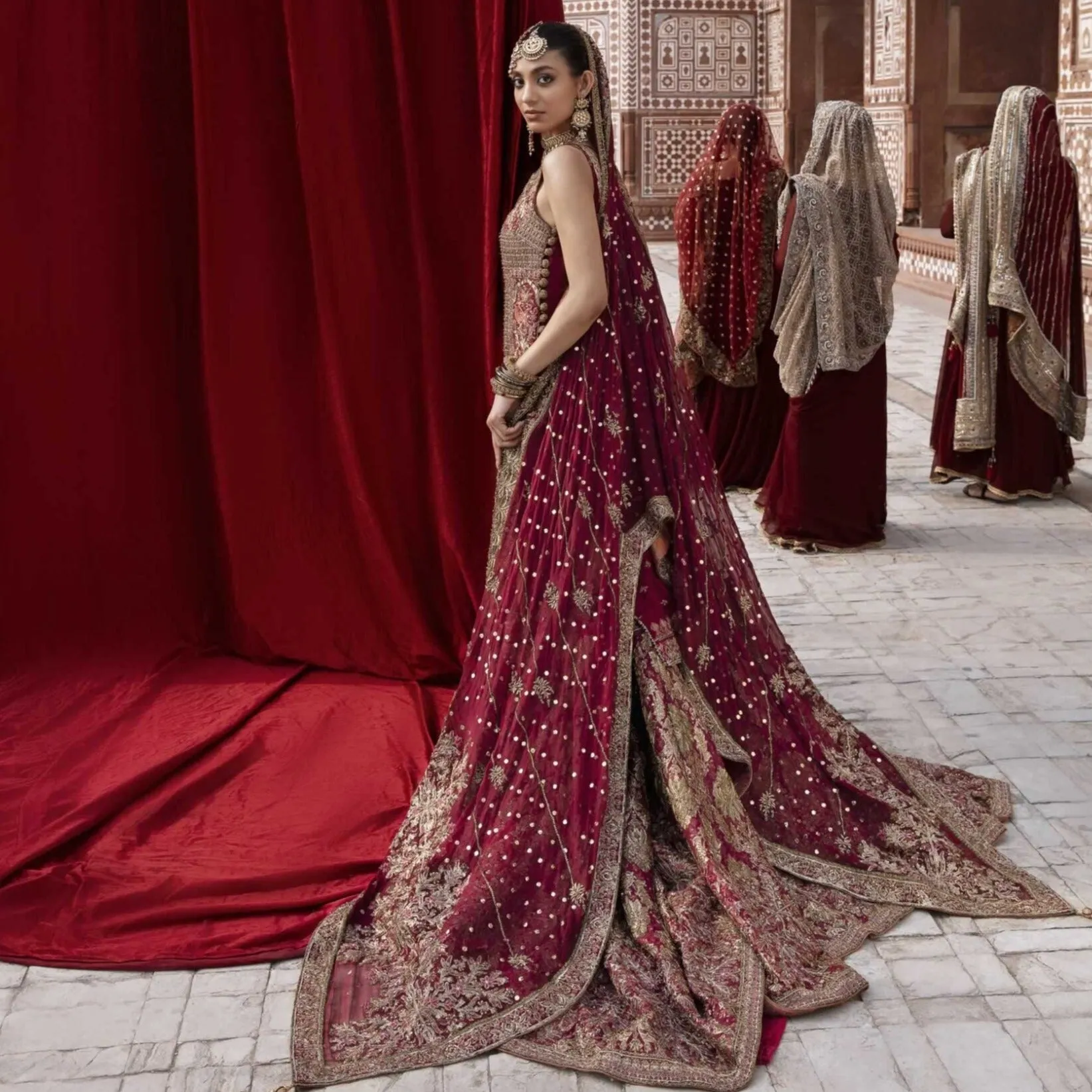 Maroon Lehenga Bridal Wear Pakistani Wedding Dresses