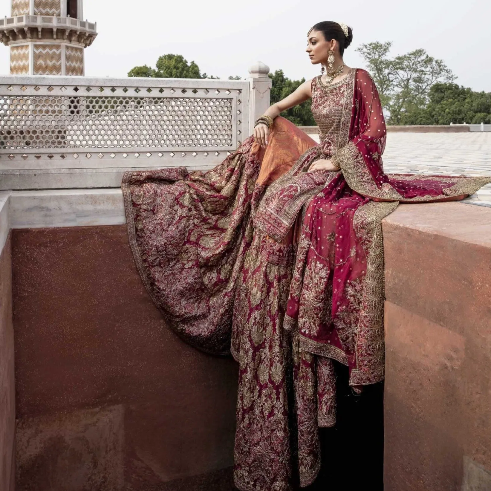 Maroon Lehenga Bridal Wear Pakistani Wedding Dresses