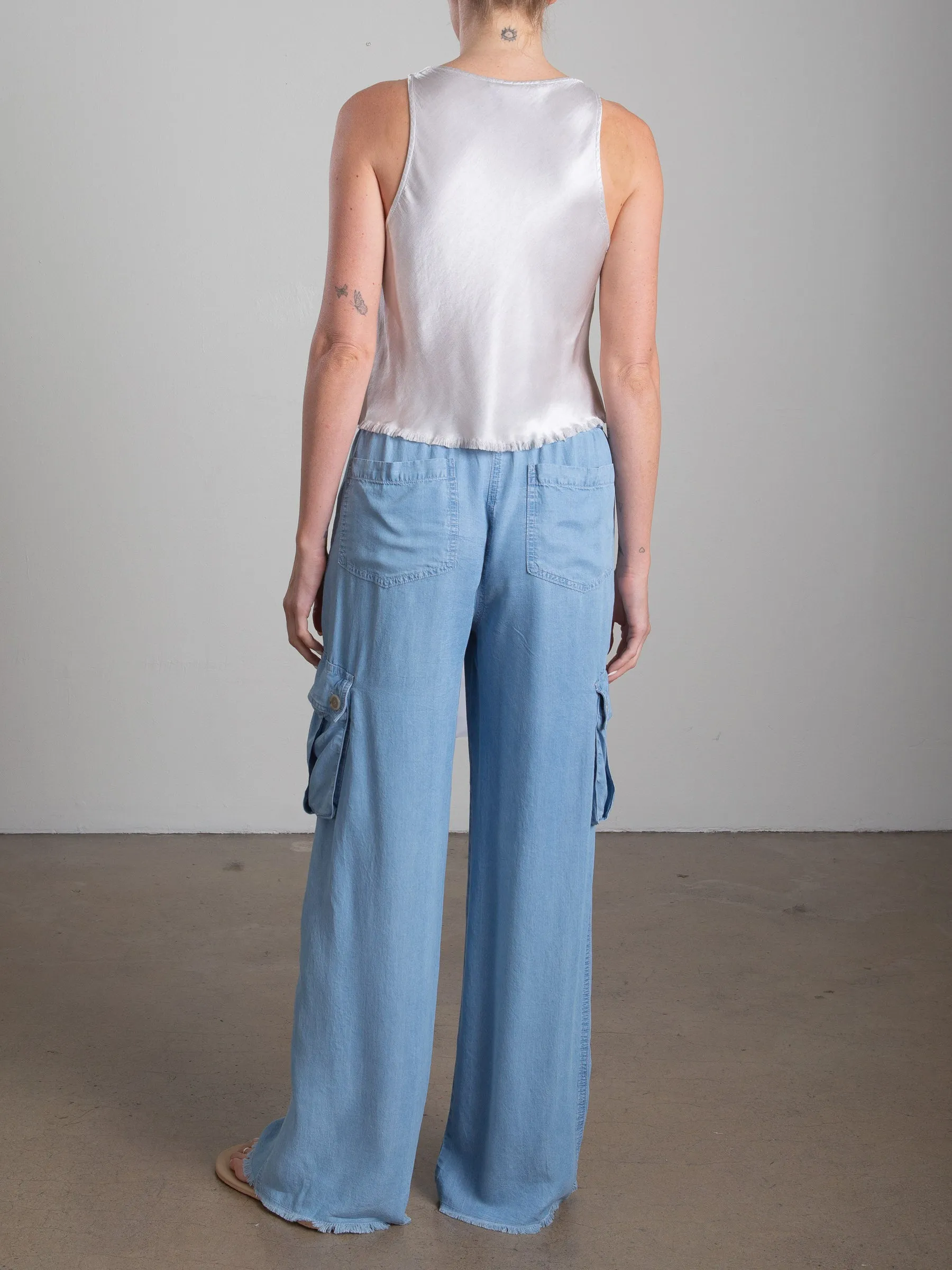 Mason Cargo Pant in Chambray - Light Wash