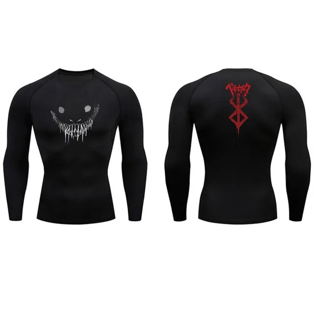Men's Compression Tshirt Long Sleeve Anime Berserk Guts Sport