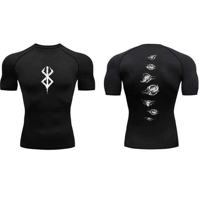 Men's Compression Tshirt Long Sleeve Anime Berserk Guts Sport