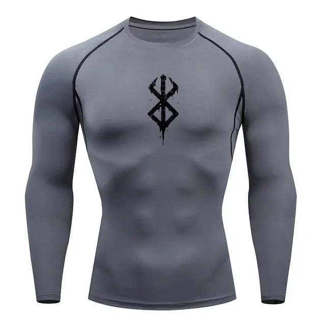 Men's Compression Tshirt Long Sleeve Anime Berserk Guts Sport