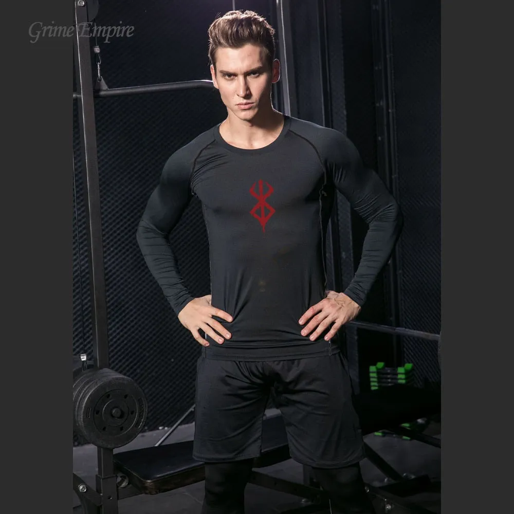 Men's Compression Tshirt Long Sleeve Anime Berserk Guts Sport