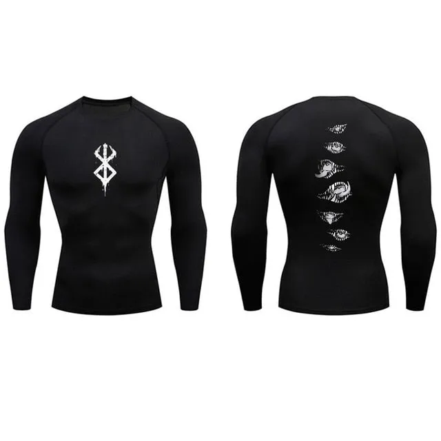Men's Compression Tshirt Long Sleeve Anime Berserk Guts Sport