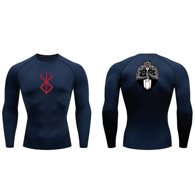 Men's Compression Tshirt Long Sleeve Anime Berserk Guts Sport