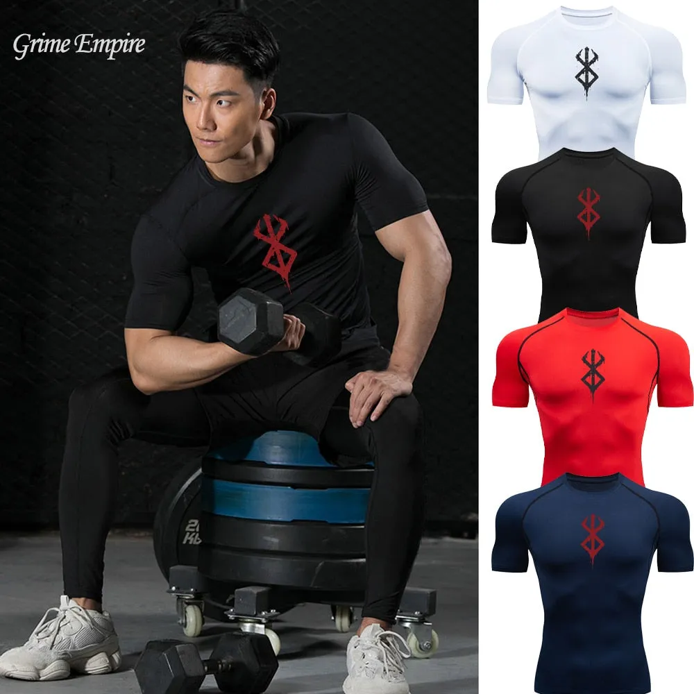 Men's Compression Tshirt Long Sleeve Anime Berserk Guts Sport