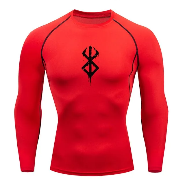 Men's Compression Tshirt Long Sleeve Anime Berserk Guts Sport