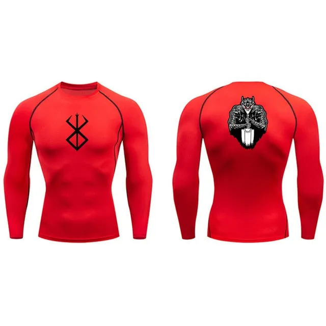Men's Compression Tshirt Long Sleeve Anime Berserk Guts Sport