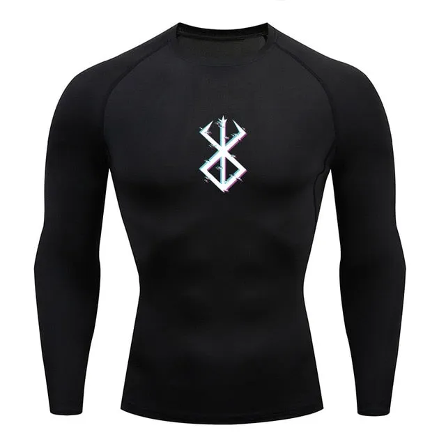 Men's Compression Tshirt Long Sleeve Anime Berserk Guts Sport
