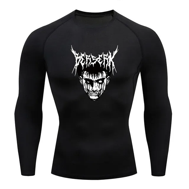 Men's Compression Tshirt Long Sleeve Anime Berserk Guts Sport